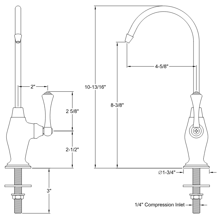 Kingston - Filtration Faucets - Vintage KS319BL Single-Handle 1-Hole Deck Mount Water Filtration Faucet