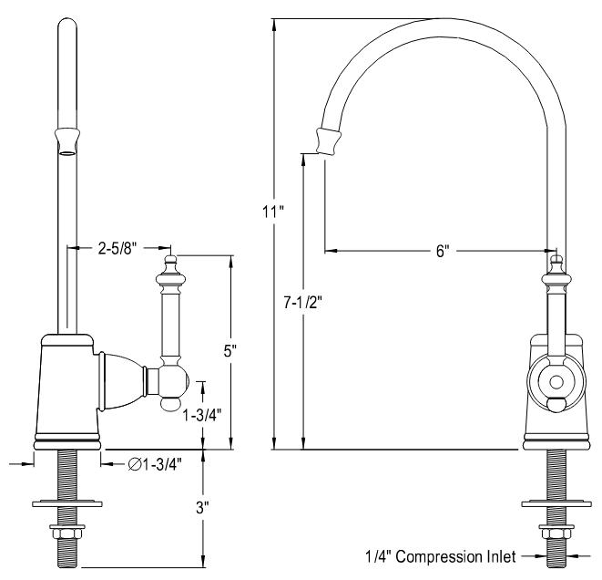 Kingston - Filtration Faucets - Templeton KS7198TL Single-Handle 1-Hole Deck Mount Water Filtration Faucet