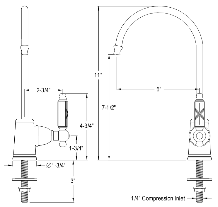 Kingston - Filtration Faucets - Georgian KS7195GL Single-Handle 1-Hole Deck Mount Water Filtration Faucet