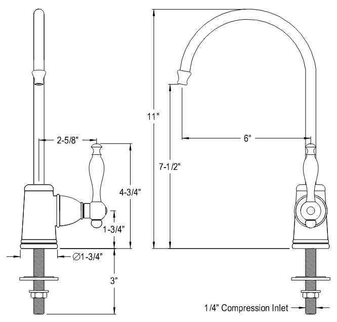 Kingston - Filtration Faucets - Naples KS7192NL Single-Handle 1-Hole Deck Mount Water Filtration Faucet