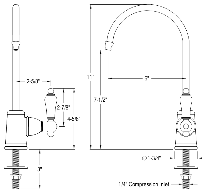 Kingston - Filtration Faucets - Victorian KS7191PL Single-Handle 1-Hole Deck Mount Water Filtration Faucet
