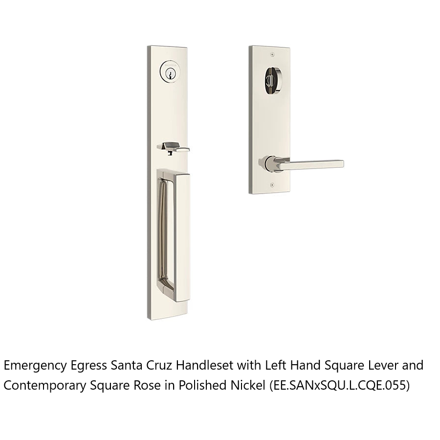 Baldwin - Reserve Collection - Egress Handlesets - Santa Cruz Full Escutcheon Tubular Entry Handleset with Interior Lever (Emergency Egress)