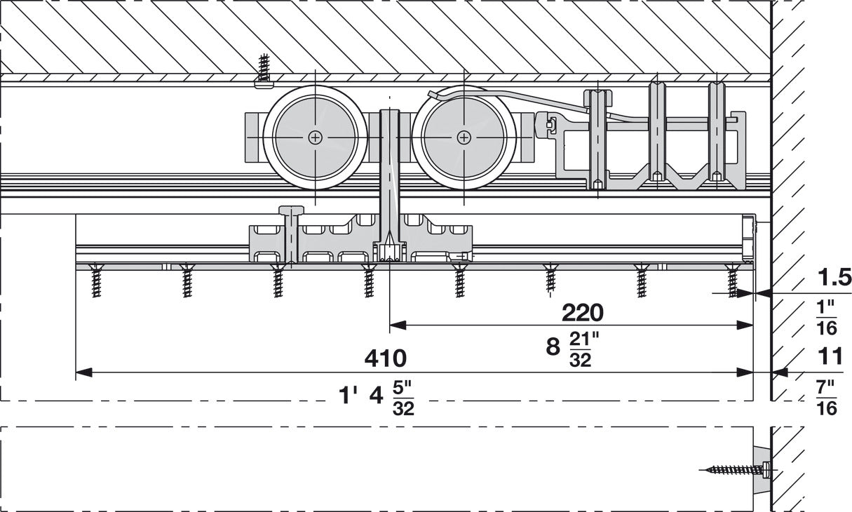 Hafele HAWA Junior 250/B Sliding Door Hardware Set (Track NOT Included)