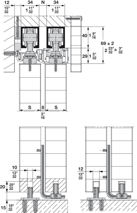 Hafele HAWA Junior Telescopic 40/4 (For 4 Doors) Sliding Door Set (Track NOT Included)
