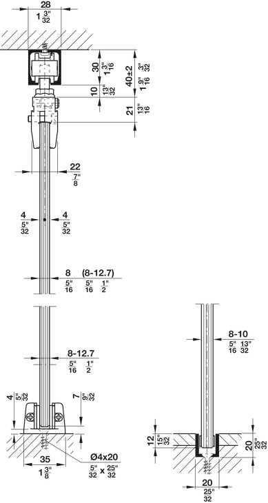 Hafele HAWA Junior 40/GS Sliding Door Hardware Set (Track NOT Included)