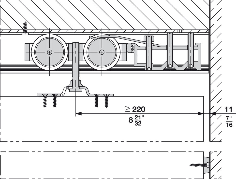 Hafele HAWA Junior 250/A Sliding Door Hardware Set (Track NOT Included)