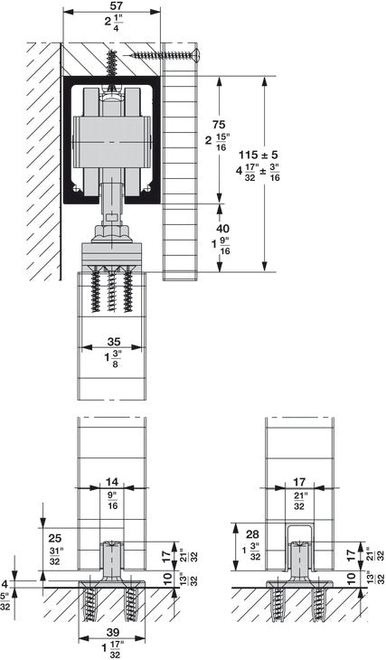 Hafele HAWA Junior 250/A Sliding Door Hardware Set (Track NOT Included)