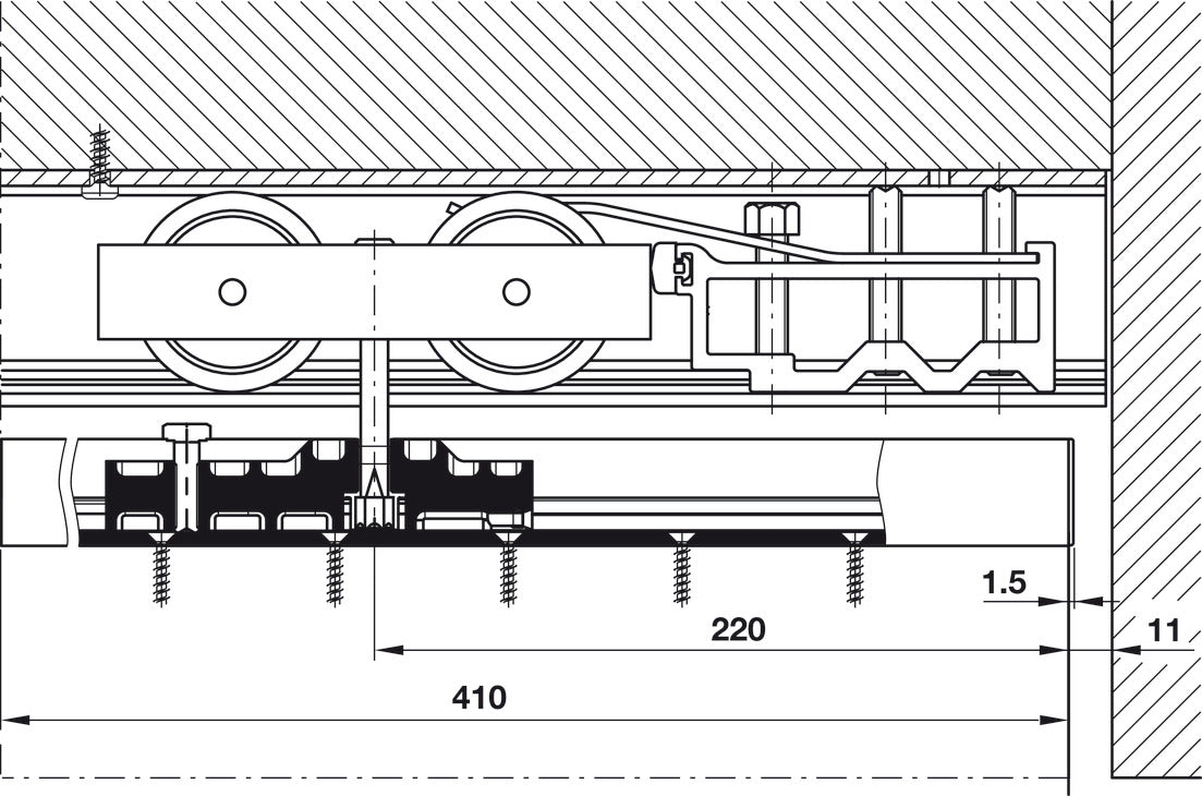Hafele HAWA Junior 250/B Sliding Door Hardware Set (Track NOT Included)