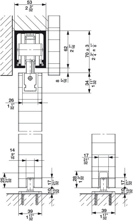 Hafele HAWA Junior 160/B Sliding Door Hardware Set (Track NOT Included)