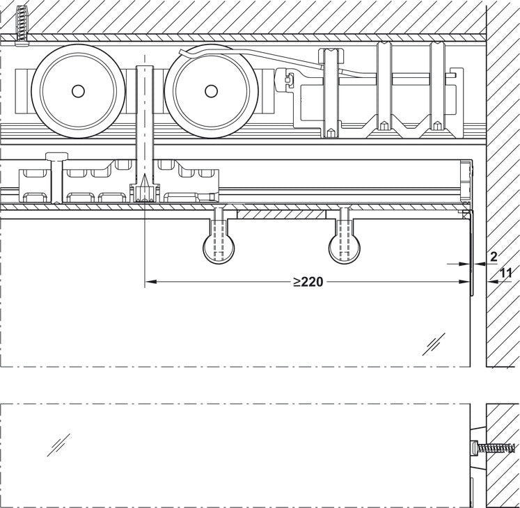 Hafele HAWA Junior 250/G Sliding Door Hardware Set (Track NOT Included)