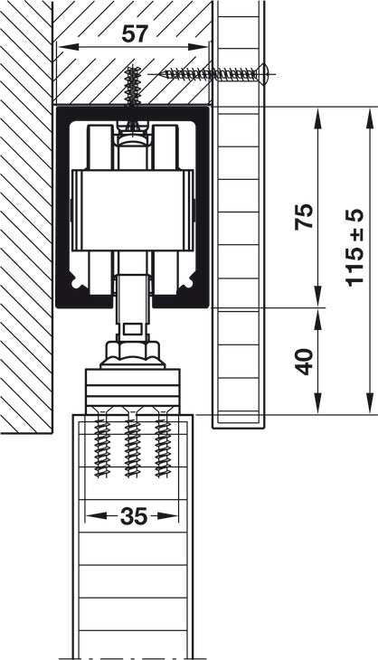 Hafele HAWA Junior 250/A Sliding Door Hardware Set (Track NOT Included)