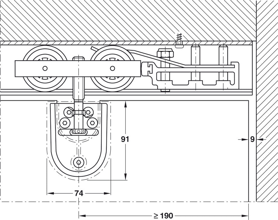Hafele HAWA Junior 160/GP Sliding Door Hardware Set (Track NOT Included)