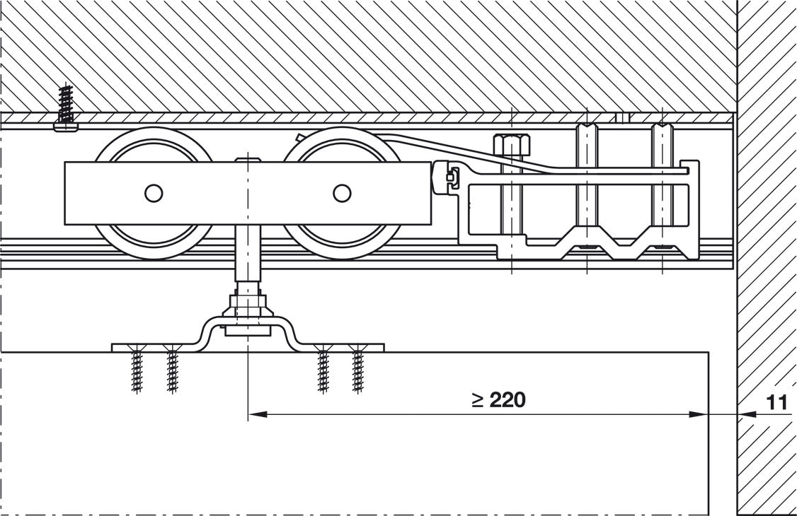 Hafele HAWA Junior 250/A Sliding Door Hardware Set (Track NOT Included)