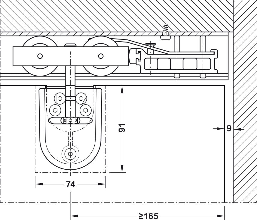 Hafele HAWA Junior 120/GP Sliding Door Hardware Set (Track NOT Included)