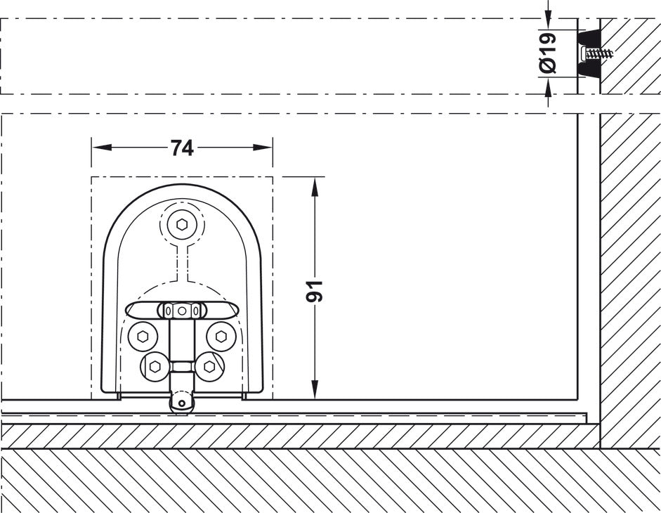 Hafele HAWA Junior 120/GP Sliding Door Hardware Set (Track NOT Included)