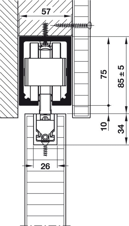 Hafele HAWA Junior 250/B Sliding Door Hardware Set (Track NOT Included)