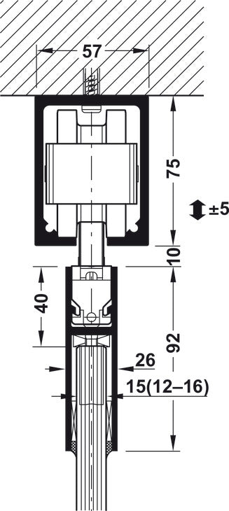 Hafele HAWA Junior 250/G Sliding Door Hardware Set (Track NOT Included)