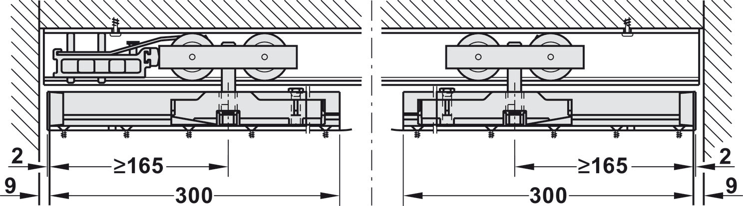 Hafele HAWA Junior 120/B Sliding Door Hardware Set (Track NOT Included)