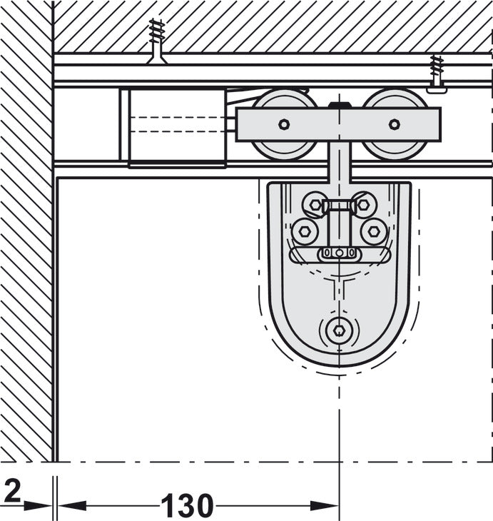 Hafele HAWA Junior 80/GP Sliding Door Hardware Set (Track NOT Included)