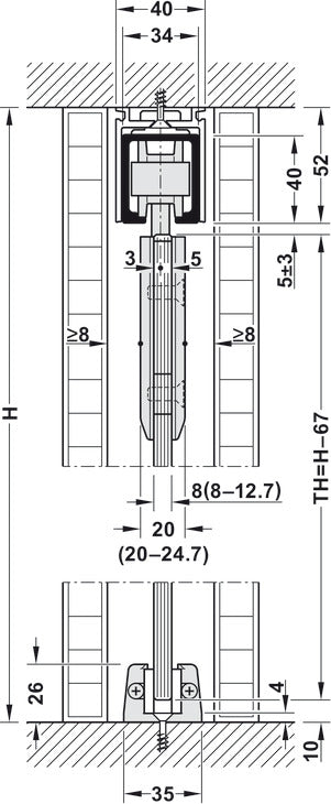Hafele HAWA Junior 80/GP Sliding Door Hardware Set (Track NOT Included)