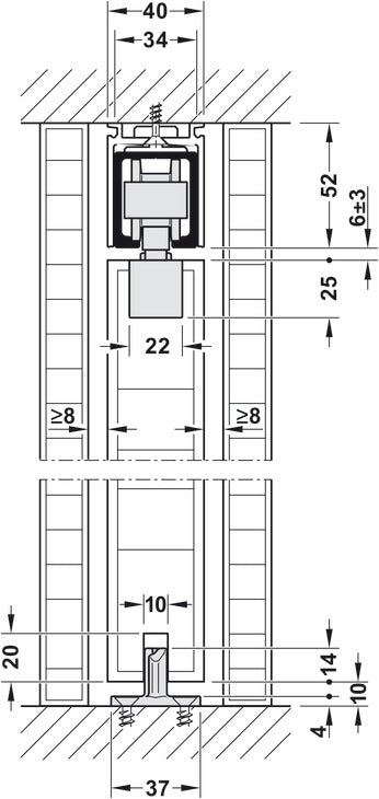 Hafele HAWA Junior 100/B Pocket Door Sliding Hardware Set (Track NOT Included)