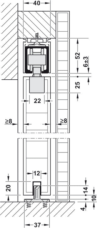 Hafele HAWA Junior 100/B Pocket Door Sliding Hardware Set (Track NOT Included)