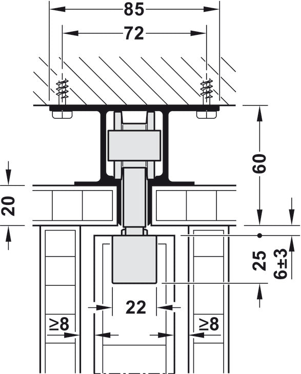 Hafele HAWA Junior 100/B Pocket Door Sliding Hardware Set (Track NOT Included)