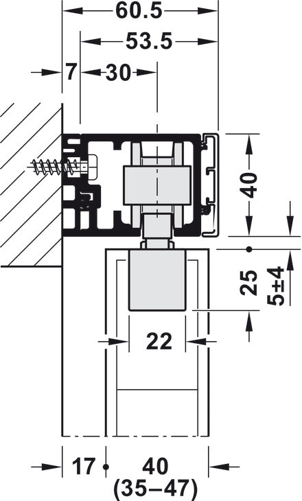 Hafele HAWA Junior 100/B Sliding Door Hardware Set (Track NOT Included)