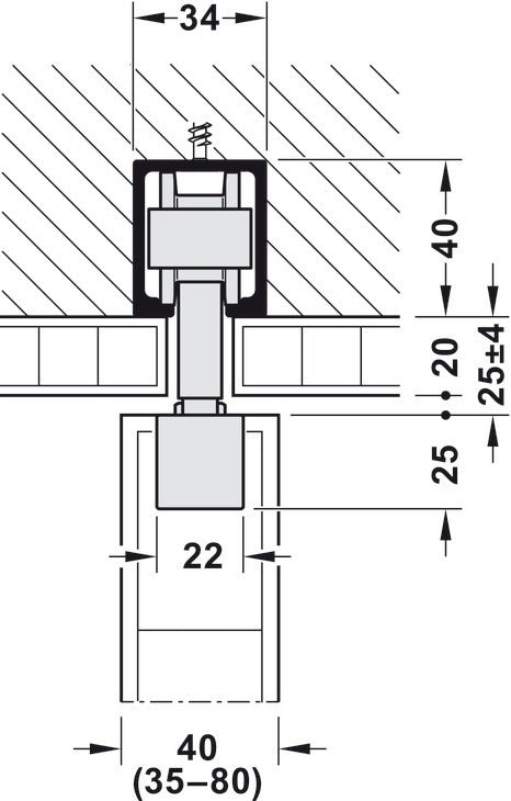 Hafele HAWA Junior 100/B Sliding Door Hardware Set (Track NOT Included)