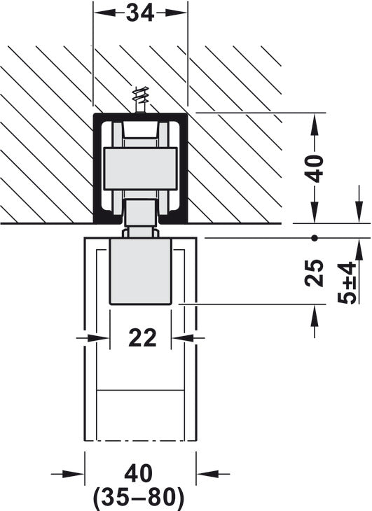 Hafele HAWA Junior 100/B Sliding Door Hardware Set (Track NOT Included)