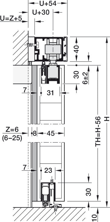 Hafele HAWA Junior 100/B (Acoustics) Sliding Door Hardware Set (Track NOT Included)