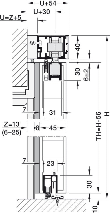 Hafele HAWA Junior 100/B (Acoustics) Sliding Door Hardware Set (Track NOT Included)