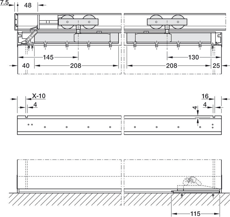 Hafele HAWA Junior 100/B (Acoustics) Sliding Door Hardware Set (Track NOT Included)