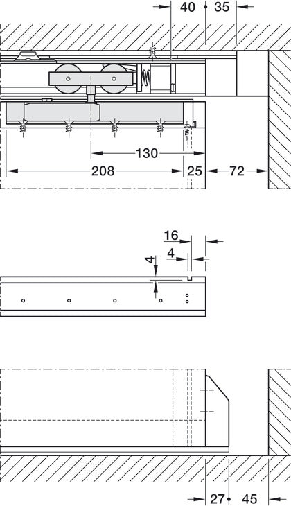 Hafele HAWA Junior 100/B (Acoustics) Sliding Door Hardware Set (Track NOT Included)