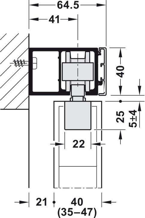 Hafele HAWA Junior 100/B Sliding Door Hardware Set (Track NOT Included)