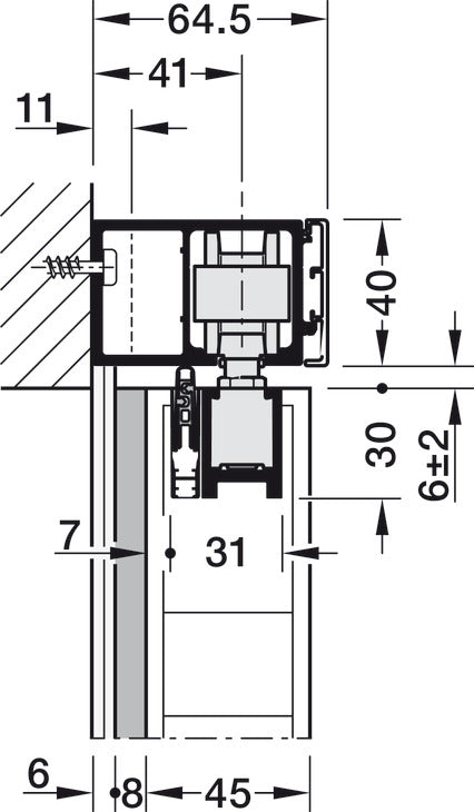 Hafele HAWA Junior 100/B (Acoustics) Sliding Door Hardware Set (Track NOT Included)