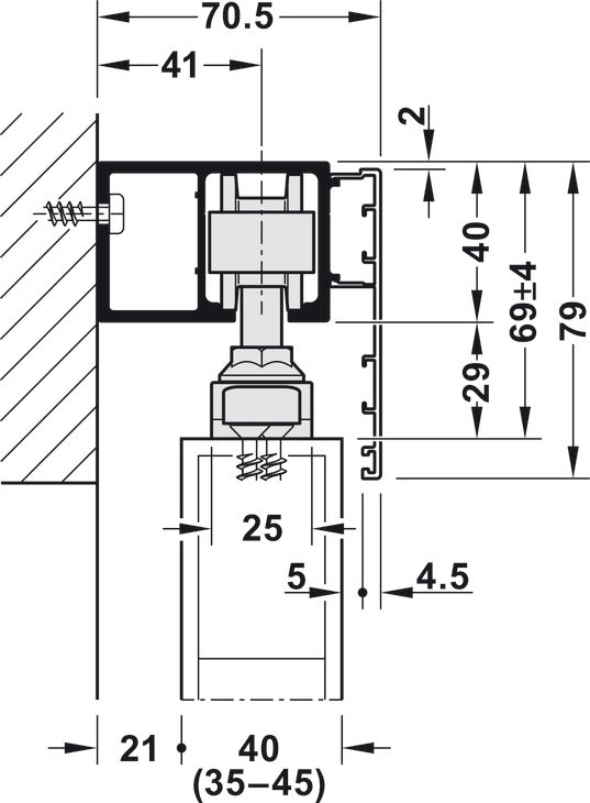 Hafele HAWA Junior 100/Z Sliding Door Hardware Set (Track NOT Included)