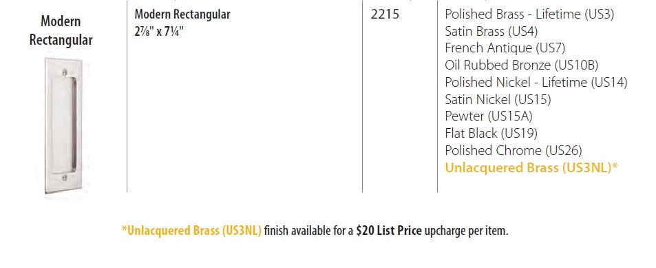 Emtek - Door Accessories - Modern Rectangular Flush Pull w/ Surface Screws