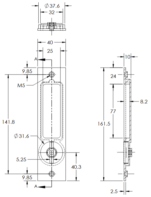 Linnea - Pocket Door - PL160S-ST-PR Privacy Pocket Door Lock with Standard Turn Piece