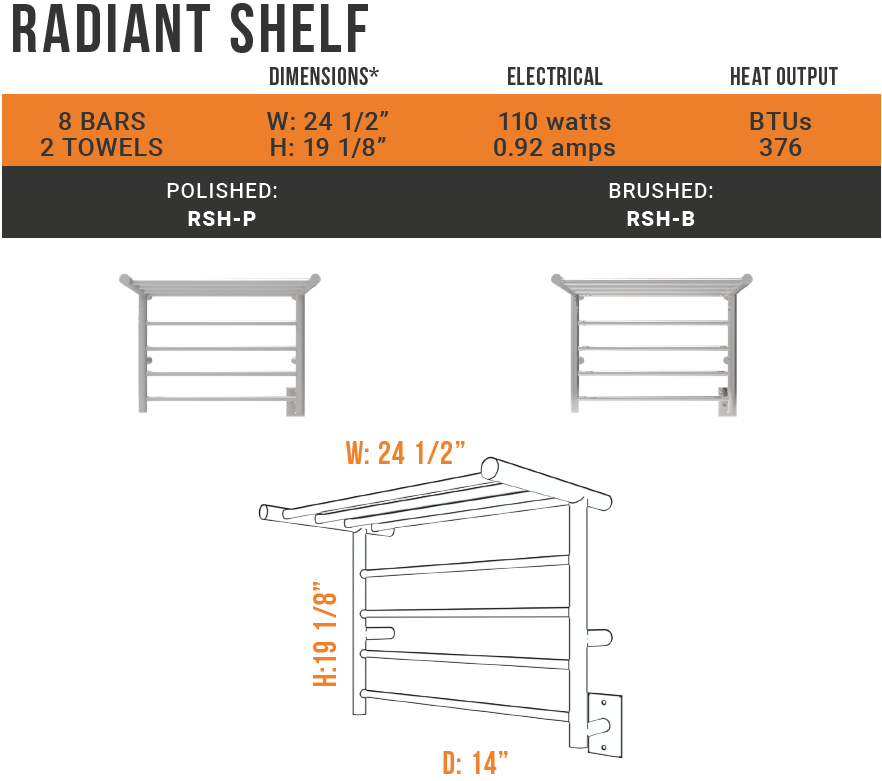Amba - Radiant Collection - Model Radiant Shelf Towel Warmer