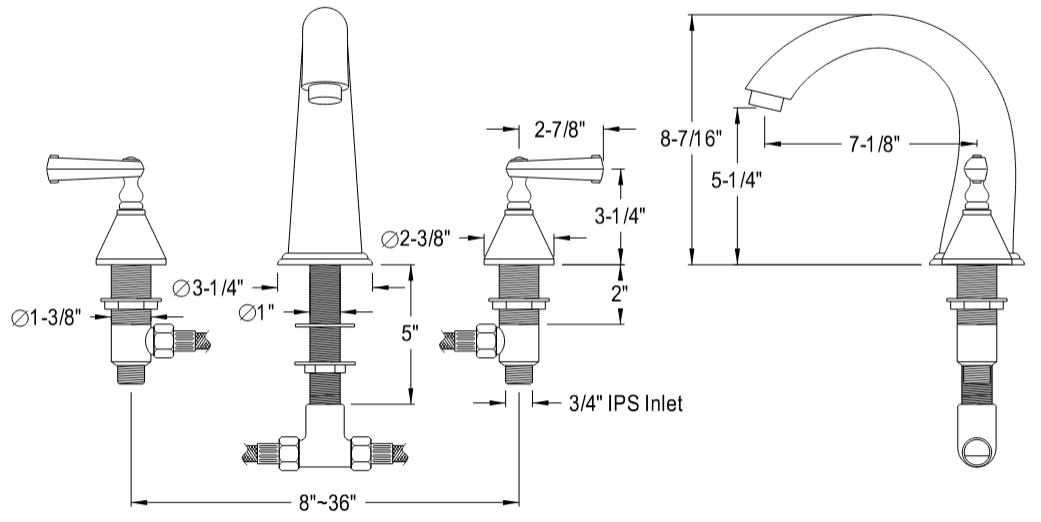 Kingston - Tub Faucets - Roman KS236FL Two-Handle 3-Hole Deck Mount Roman Tub Faucet