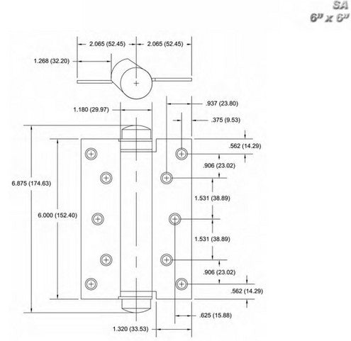 PBB SA81 Single Acting Spring Hinge Prime finish
