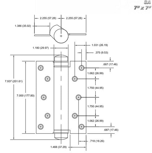 PBB SA81 Single Acting Spring Hinge Prime finish