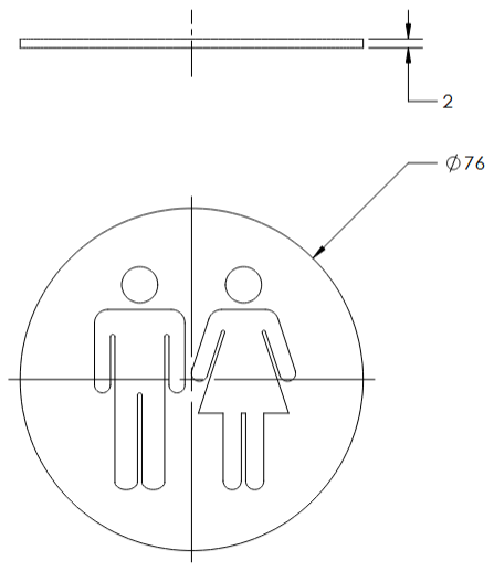 Linnea - Door Accessories - SGN-76R3 Round Unisex Door Sign