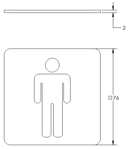 Linnea - Door Accessories - SGN-76S1 Square Men Door Sign