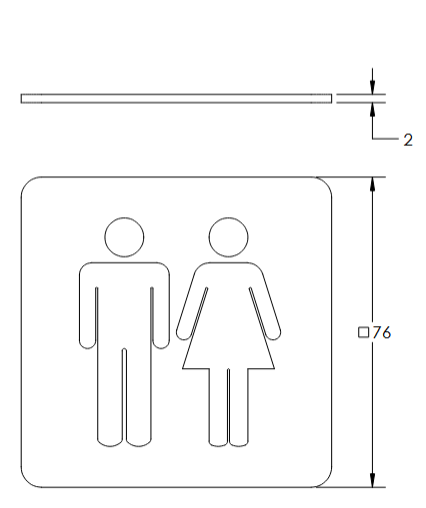 Linnea - Door Accessories - SGN-76S3 Square Unisex Door Sign