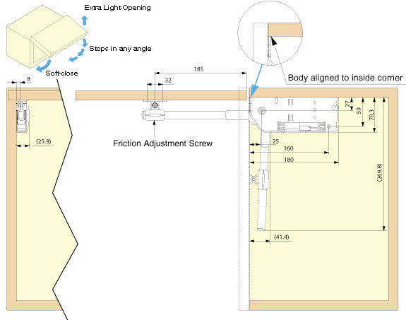 Sugatsune SLS-ELAN Easy Lift-Up Stay For Flap Doors