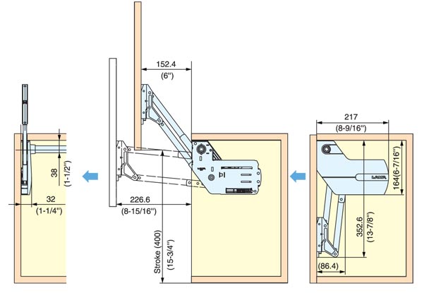 Sugatsune SLU-ELAN Vertical Spring Lift-Up Stay Mechanism