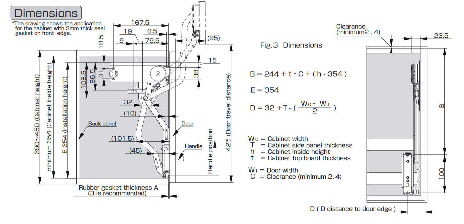 Sugatsune SLUN Vertical Swing Lift-Up Mechanism with Adjustable Rod