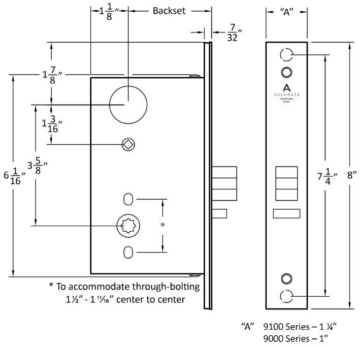Accurate - 9000/9100 Series Mortise Locks - 9000ADL/9100ADL Active Dummy Lock (Lock Body Only)
